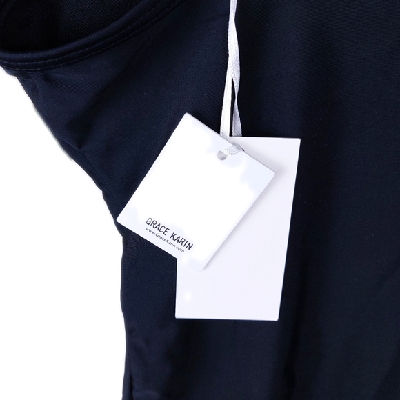 NWT GRACE KARIN Women's 1 Piece Hi Waisted Mesh Scallop V Neck Monokini - Picture 10 of 11